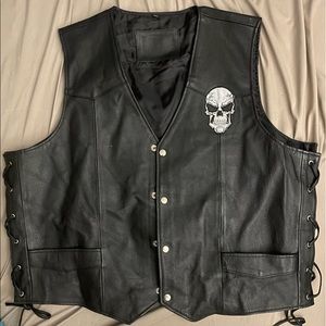 Leather Vest Reflective Skulls